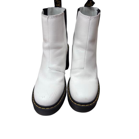 Dr. Martens White Leather Chelsea Ankle Boots Chunky Heel Platform 7 - Picture 10 of 10